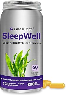 Melatonin Free Sleep Aid for Adults, Natural Sleep Aid with GABA & Phosphatidylserine, Stress Relief, Fall Asleep Faster, Non Habit Forming, No Grogginess, Wake Up Refreshed - 60 Capsules