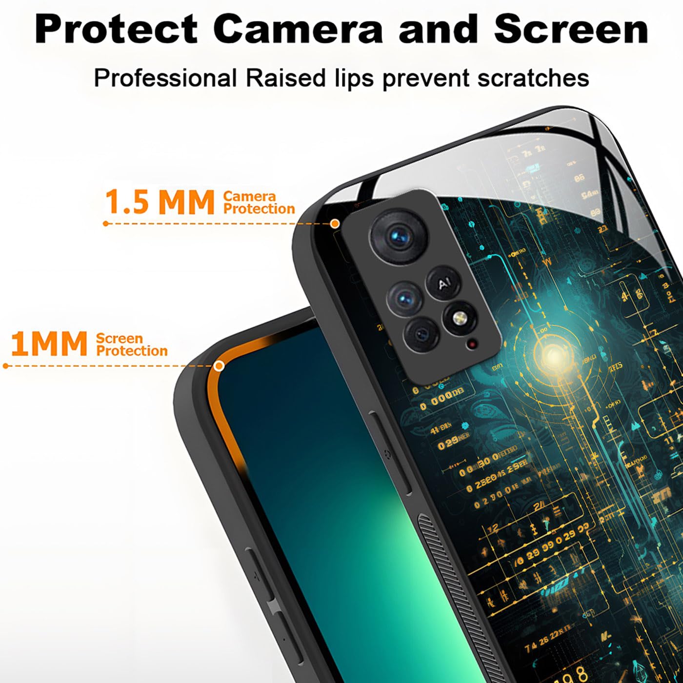 Coque Xiaomi Redmi Note 11 Pro Plus 5G Motif Abstrait Géométrique Arrière Verre Antichoc Cyberpunk