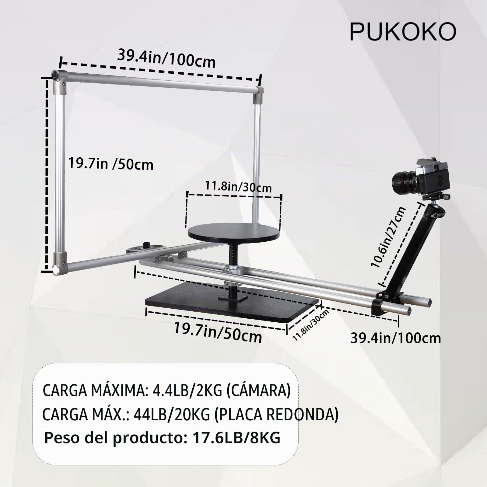 Plato Giratorio de fotografía 360,Plataforma de Foto-vídeo,Slider Cámara,Máquina de Cabina de Fotos 360