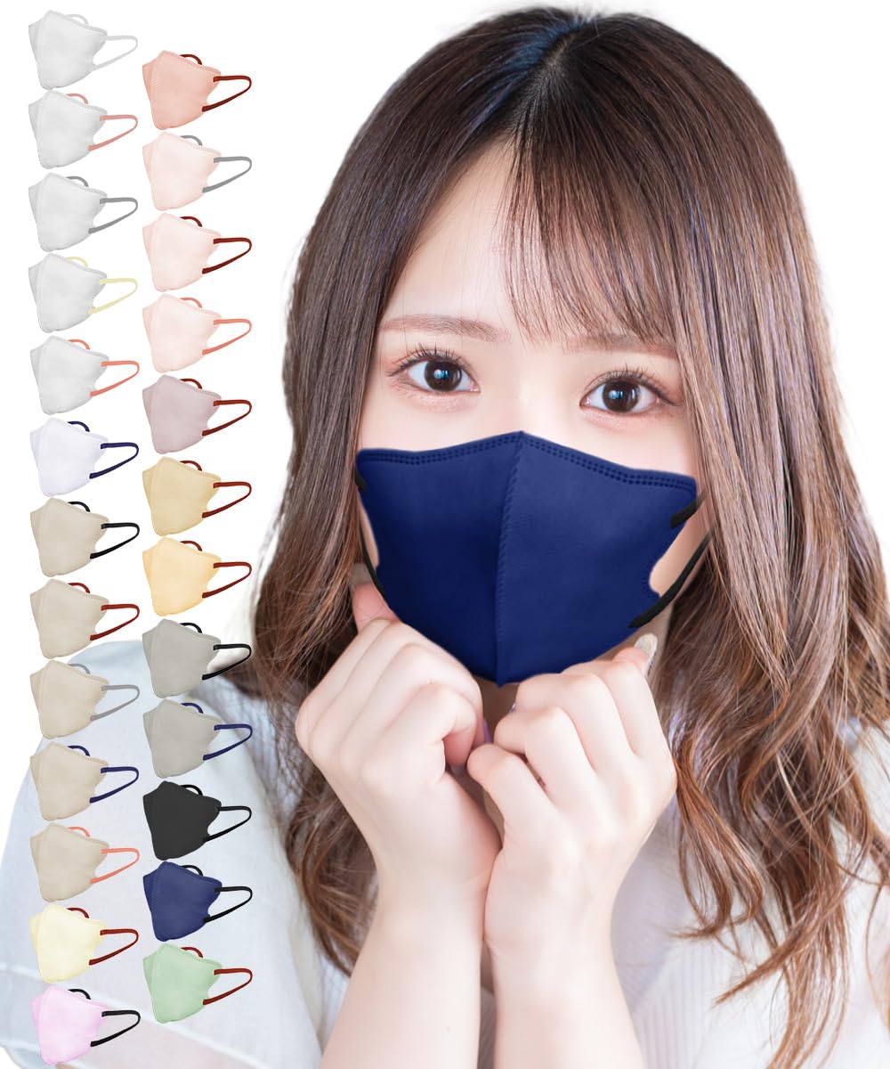 [ＴＪ ＴＲＡＤ　ＪＡＰＡＮ] 【雑誌anan掲載品】 立体 不織布 小さめ マスク 日本製 立体マスク (小さめ30枚, ネイビー×ブラック)