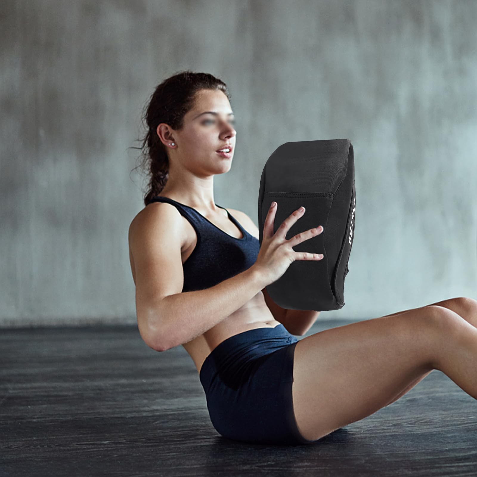 Sports, sacco di sabbia appassionato movimento palestra, atletica, set per costruzione muscolare, fitness e allenamento della forza