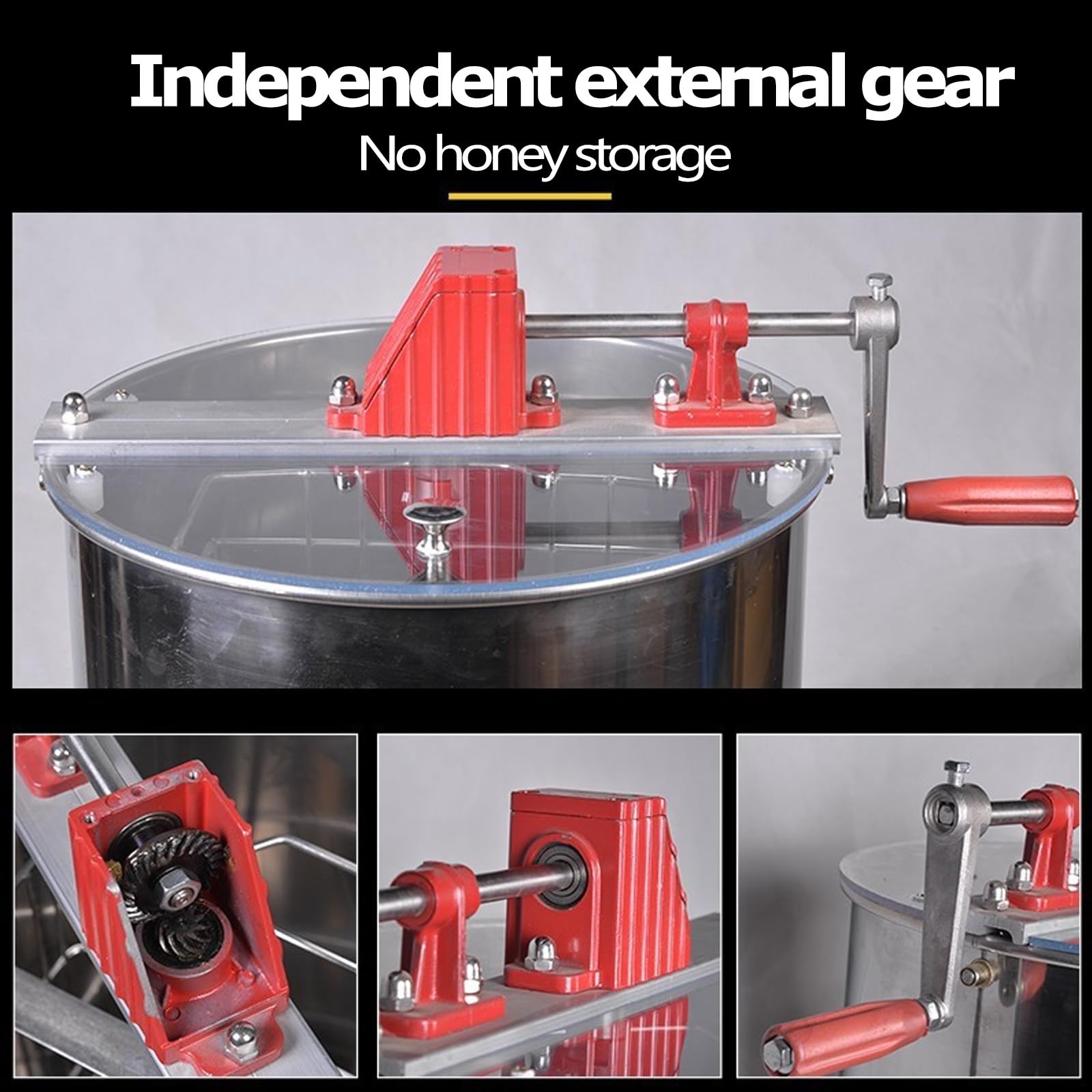 Estrattore di Miele Manuale, Acciaio Inox 2 Favi 48X64cm Estrattore, Smielatore Centrifuga di Miele con Coperchio, Altezza Regolabile Separatore