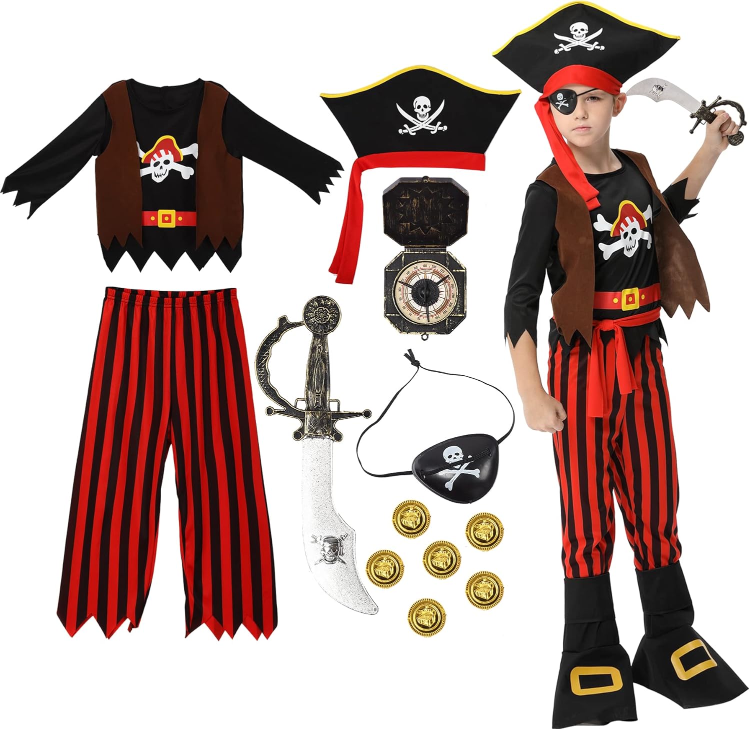 Miniatura 3 de Geefia Halloween Costume for Boys - Kids Pretend Role Play Dress Up Party - Deluxe Costume Set