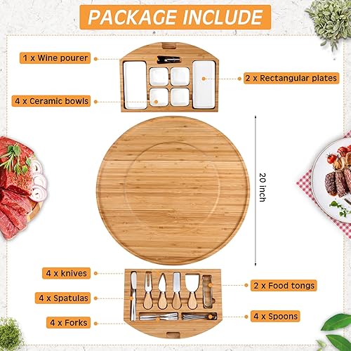 Miniatura 2 de Baderke Juego de regalos de tableros de embutidos grandes de 20 pulgadas, regalos para el día de San Valentín para ella, accesorios de tablero de