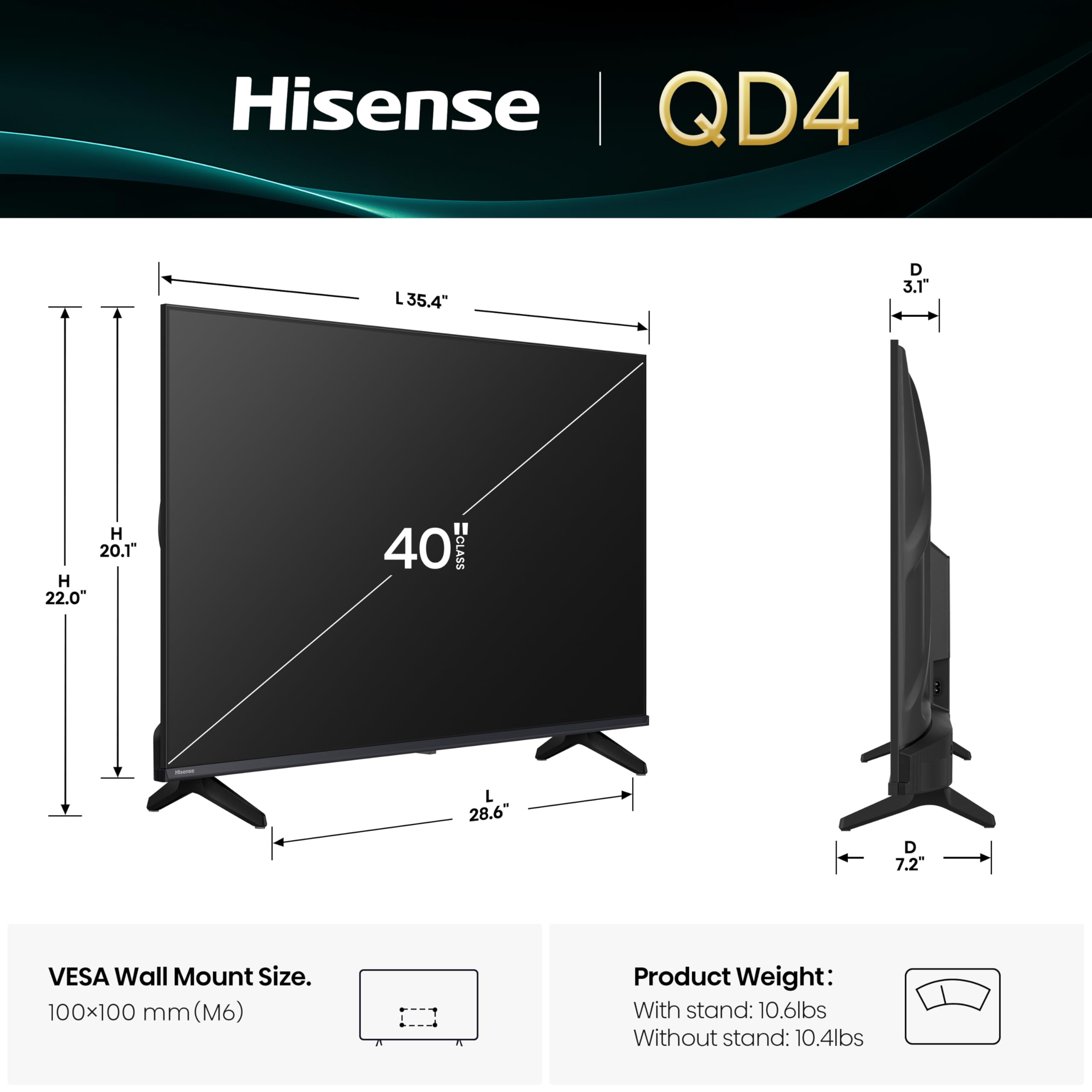 Hisense 40-Inch Class QD4 Series QLED FHD Smart Fire TV (40QD4QF, 2025 Model) - Quantum Dot Color, DTS Virtual: X, Alexa Built in, Slim Bezel Design