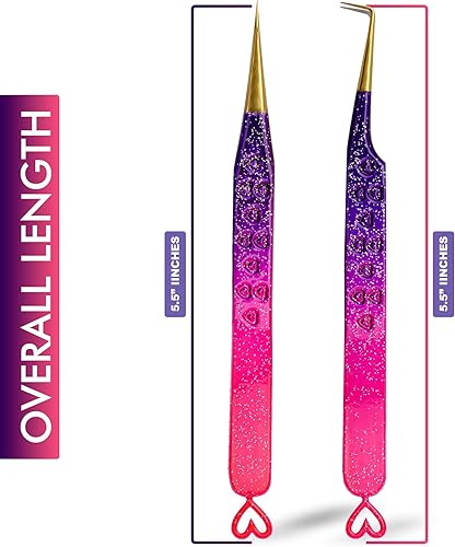 Miniatura 3 de Pinzas de extensión de pestañas de precisión, rectas y de 90 grados, con punta de fibra, pinzas de volumen y aislamiento, acero inoxidable japonés,