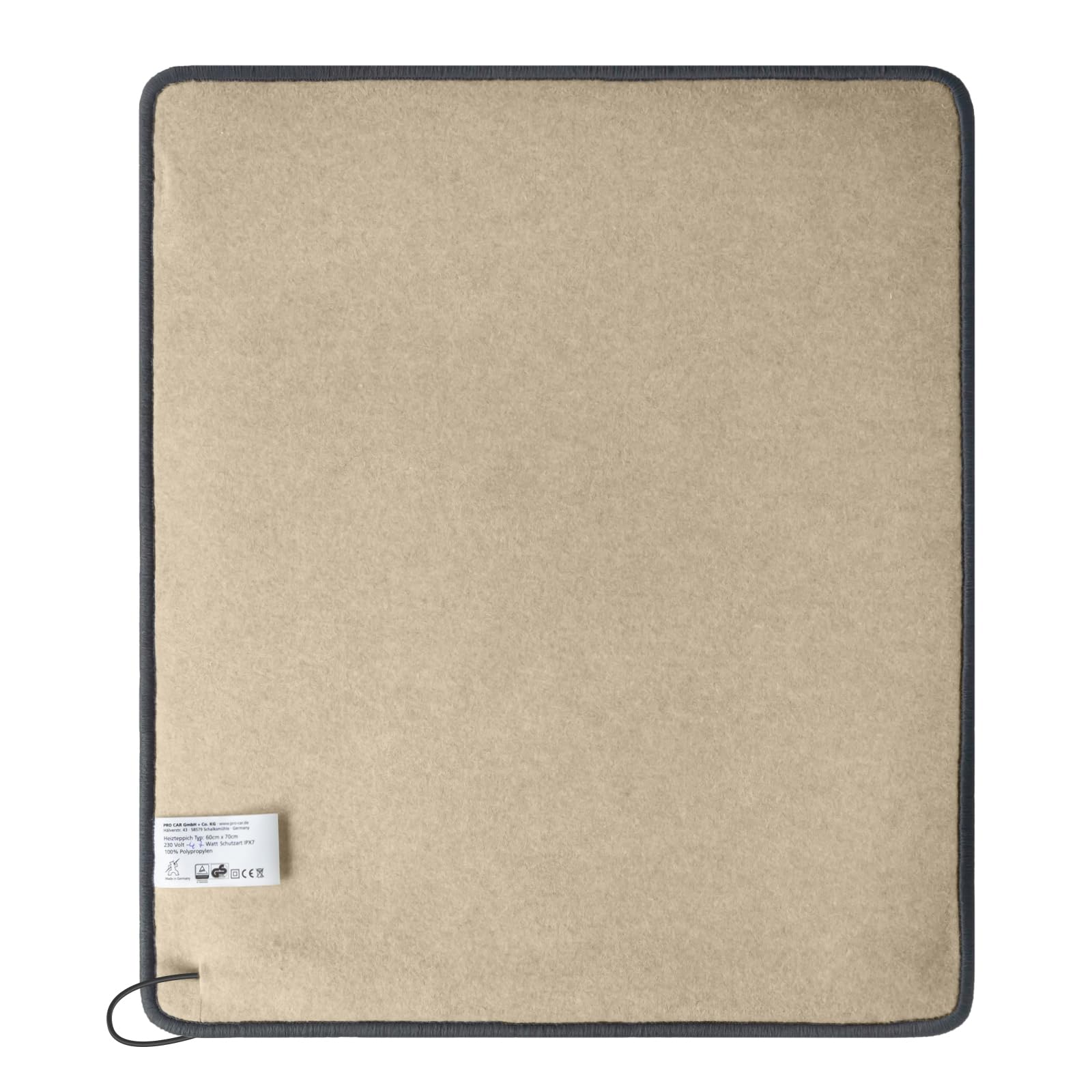 Esterilla calefactora por infrarrojos para pies, 60 x 70 cm, fabricada en Alemania, 47 W, 230 V, color antracita