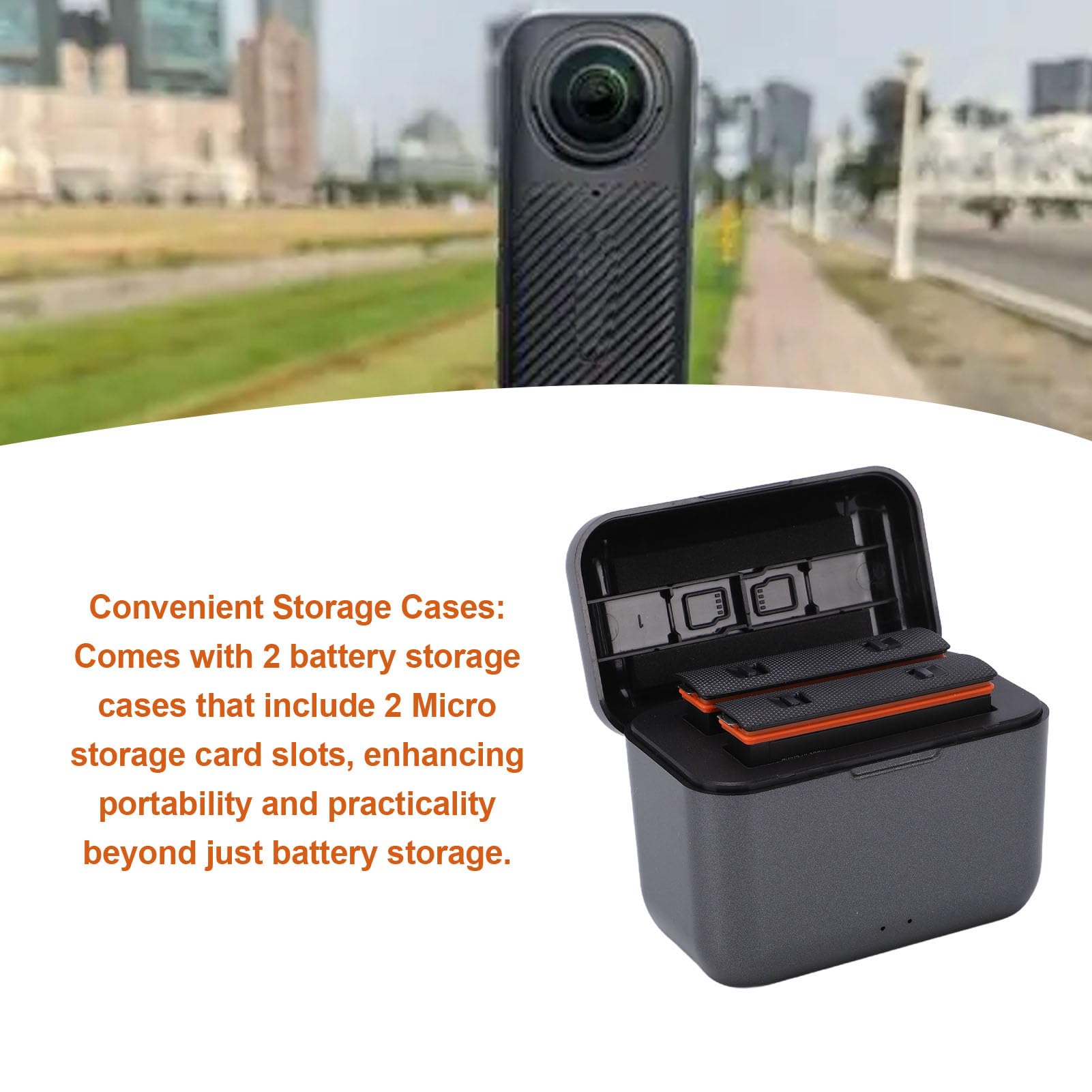 Jectse 2 Baterías de 2050 MAh para Cámara X4 Air, con Estuche de Carga Tipo C de Doble Ranura y Caja de Almacenamiento