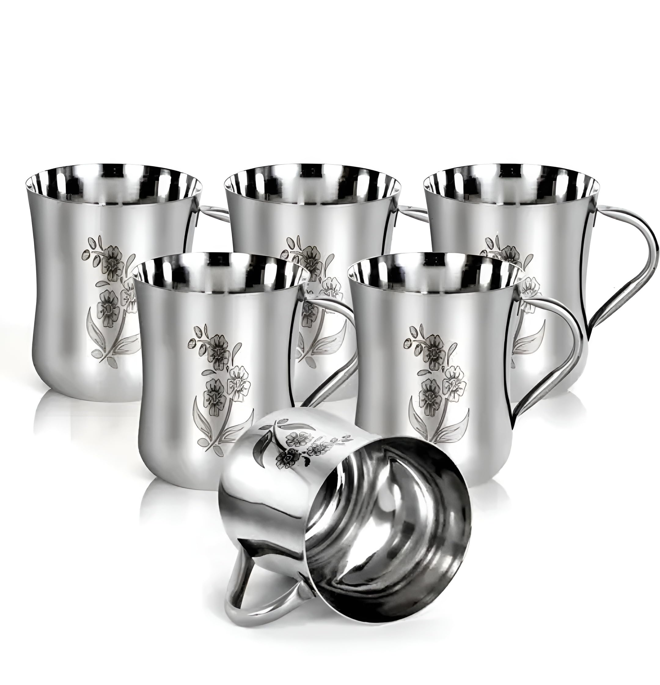 FRANS Premium Stainless Steel Glass (Pack of 6) - Unbreakable & BPA-Free, Drinkware for Home, Office, Camping, Travel & Outdoor - Durable, Rust-Proof, Dishwasher Safe - Hot & Cold Beverages