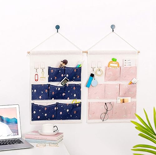 Miniatura 6 de Bolsa de almacenamiento para colgar en la pared de Navidad, impermeable, sobre la puerta, con 7 bolsillos diferentes y 2 ganchos, armario,