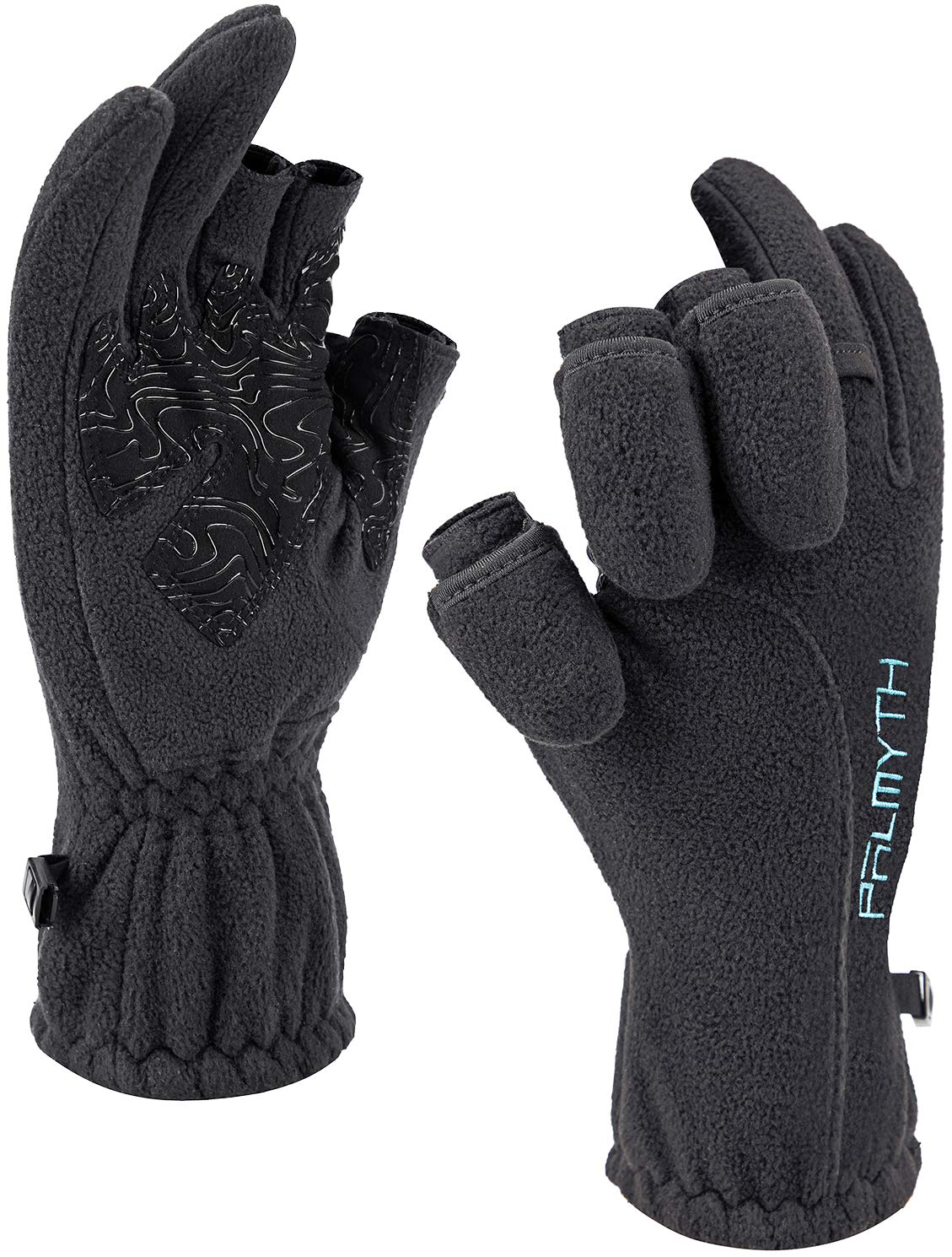 PalmythMagnetic Fleece Fishing Gloves Convertible 3 Cut Fingers Ice Fishing Gloves Warm for Cold Weather and Winter Men Women Photography Running Outdoor