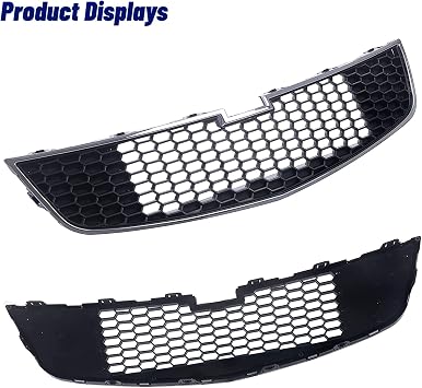 Replacement Parts Front Lower Grill Grille Assembly With Chrome Frame Shell Molding Trim With Black Insert Compatible With Chevrolet Cruze 2011-2014