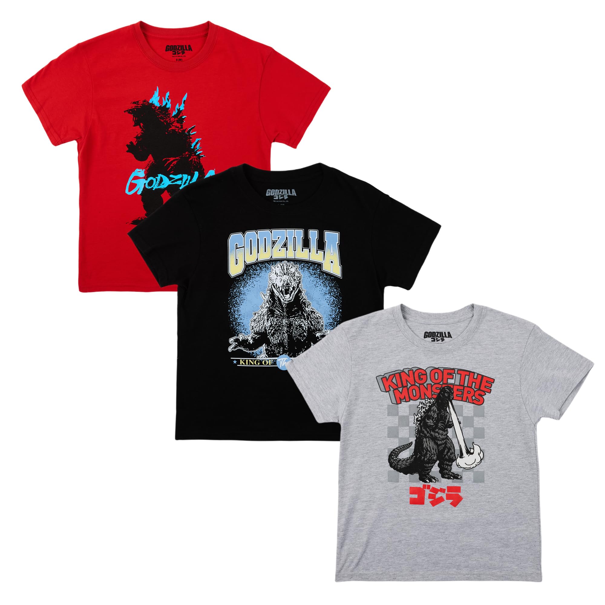 Godzilla 3-Pack of Youth Boy's Short Sleeve Tees