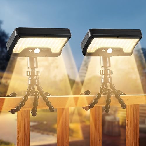 Miniatura 11 de Luces solares con clip para exteriores con sensor de movimiento, luces solares giratorias de 360° y ajustables verticalmente con 92 LED (600 LM,