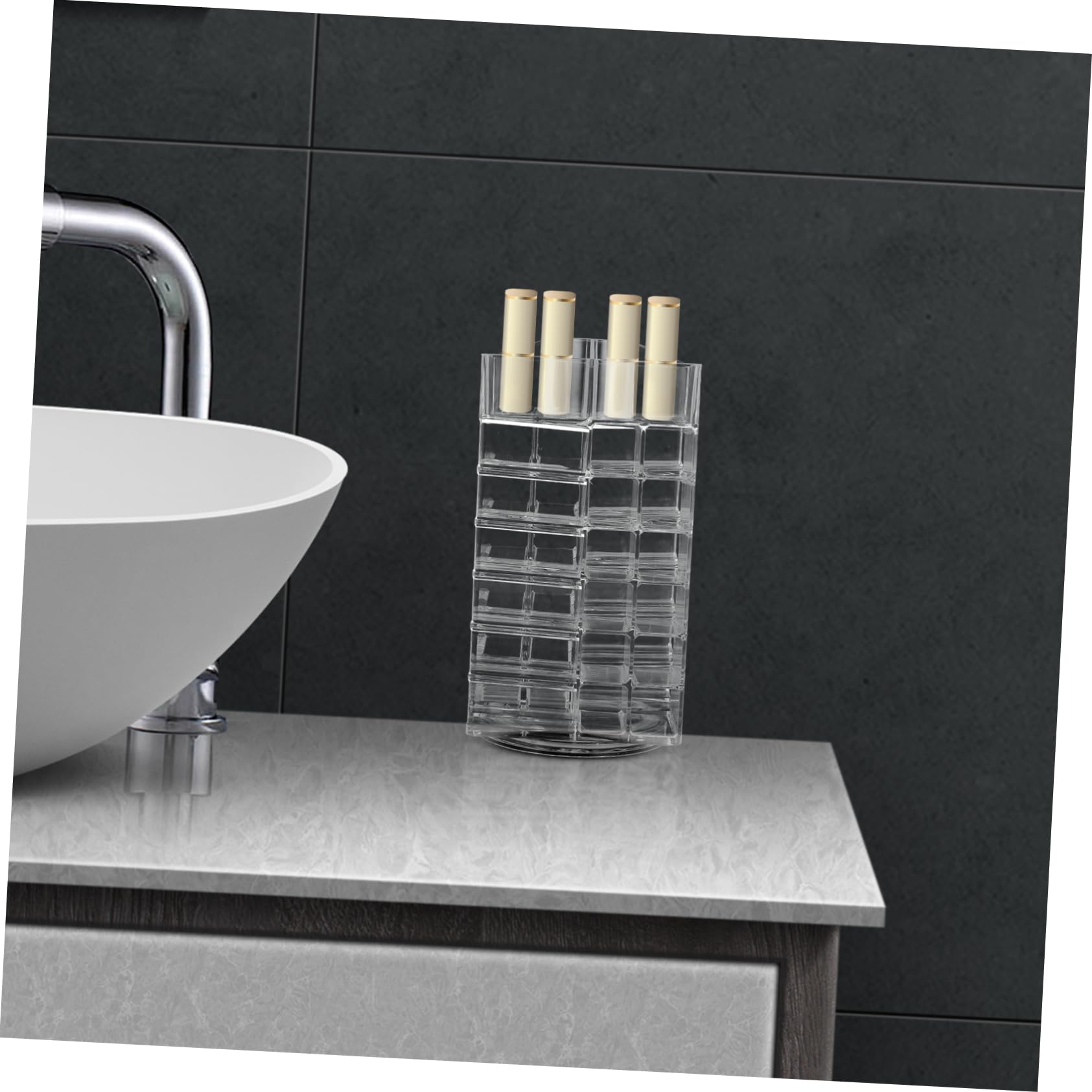 Alipis Espositore in Acrilico Rotante a 360° Con 53 Scomparti Per Cosmetici e Lucidalabbra Organizer Da Scrivania