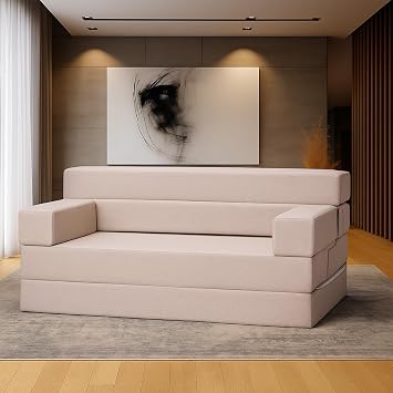 Homedius Melisa Double Folding Bed Folding Sofa Beige Double