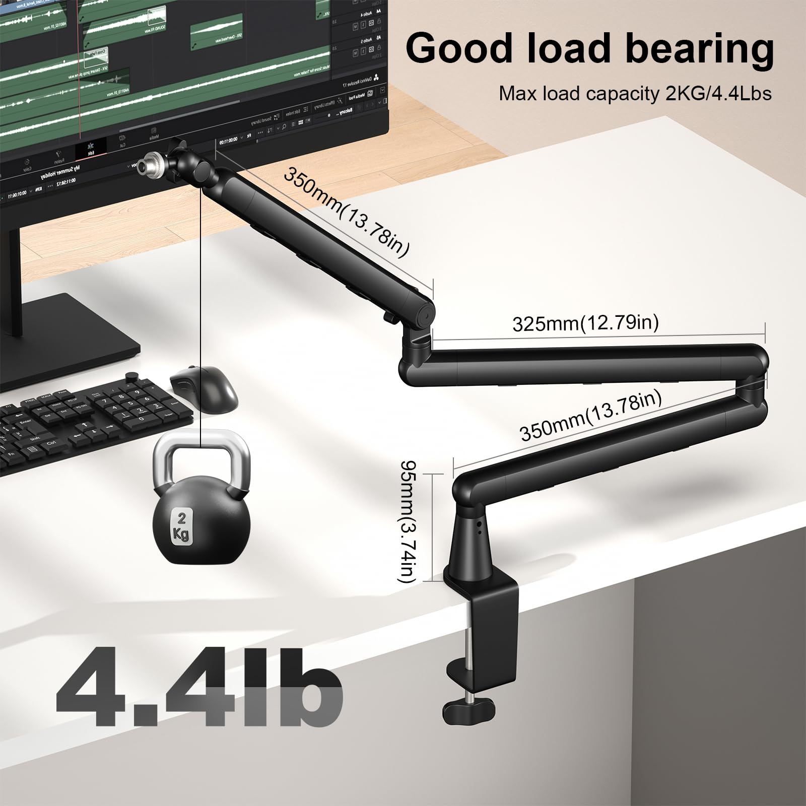 Ramię mikrofonowe, Aokeo AK-55i biurko niskoprofilowe ramię mikrofonowe, odpowiedni do Blue Yeti, Snowball ICE, HyperX QuadCast, SoloCast, Elgato Wave itp