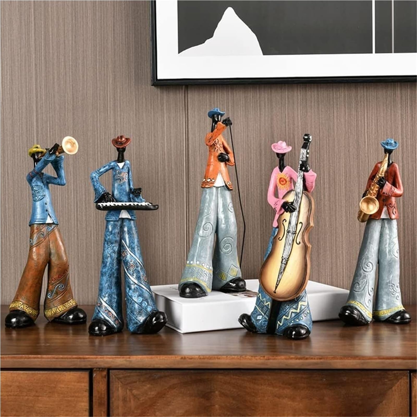Figurine da collezione Scultura decorativa Banda occidentale Musicista creativo Decorazione Figura Ornamenti Decorazioni per la camera da letto(Saxophone Player)