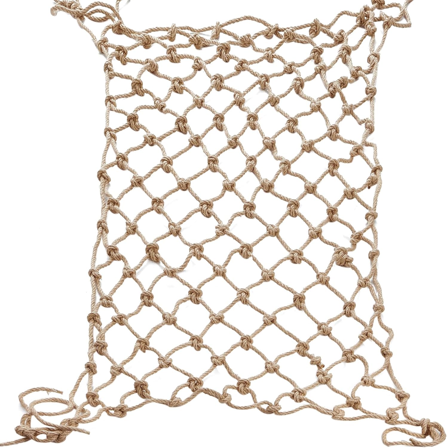 Jute Hemp Rope Net (4ftx16ft), Heavy Duty Natural Climbing Safety Rope Netting Balcony Stairs Fence Garden Playground Protection Net Indoor & Outdoor Decor Rope Net