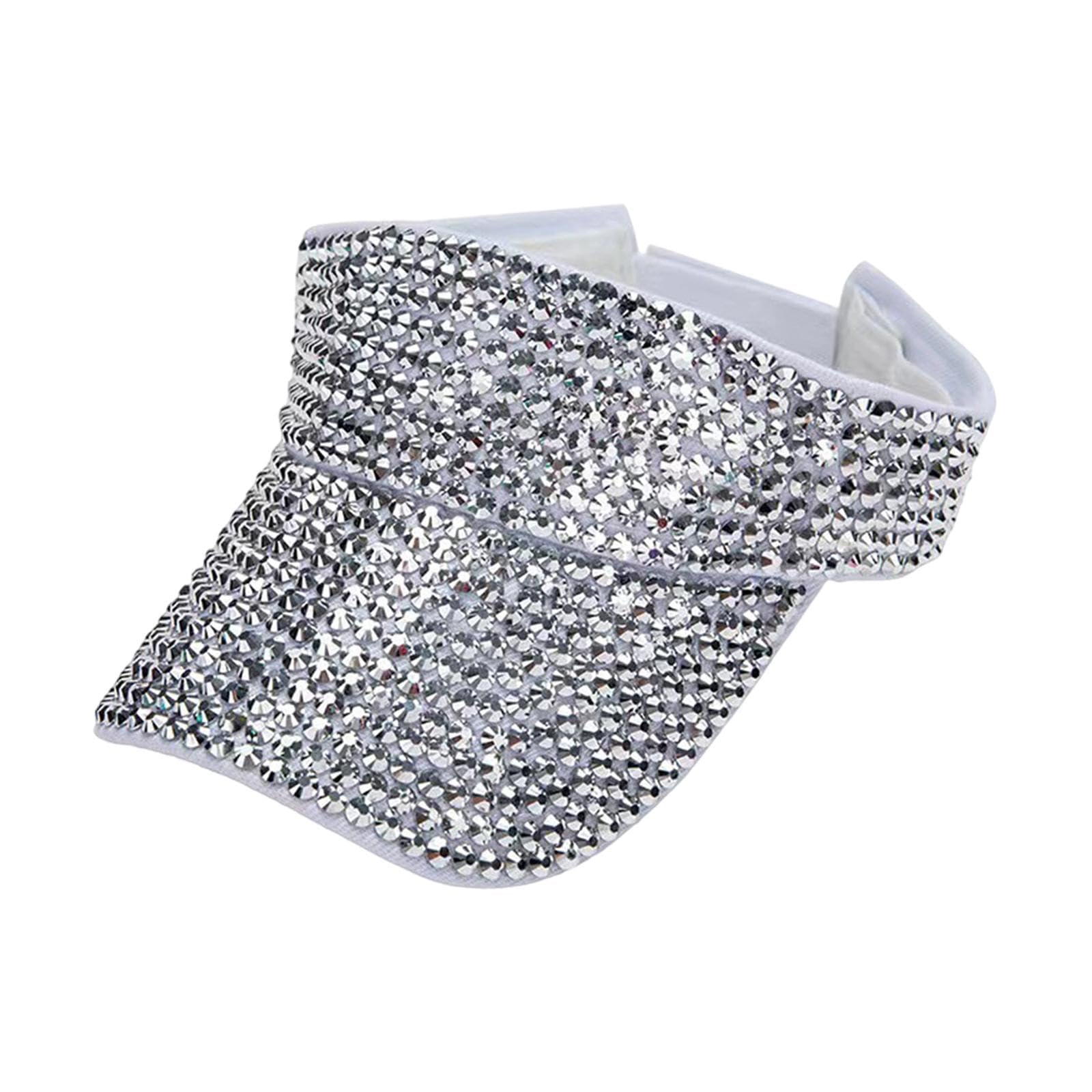 Bling Rhinestones Sun Visor Hat Visor Caps for Adults Women Men Unisex Argent|Hats Caps|Baseball Caps|Snapback Hats|Trucker Caps|Bucket Hats|Beanie Caps|Dad Hats|Sun Hats|Fedora Hats-image-19