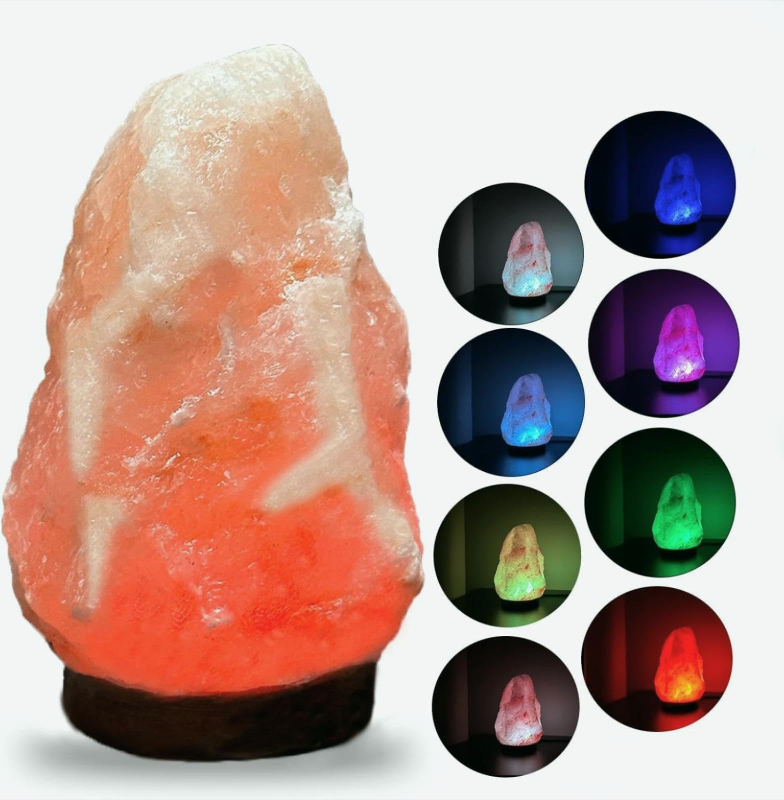 Lámpara de sal del Himalaya 7 colores cambiantes, lámpara de roca de sal USB, forma natural, lámpara de noche de roca de sal natural, mini lámpara de sal de cristal para decoración del hogar y regalo,