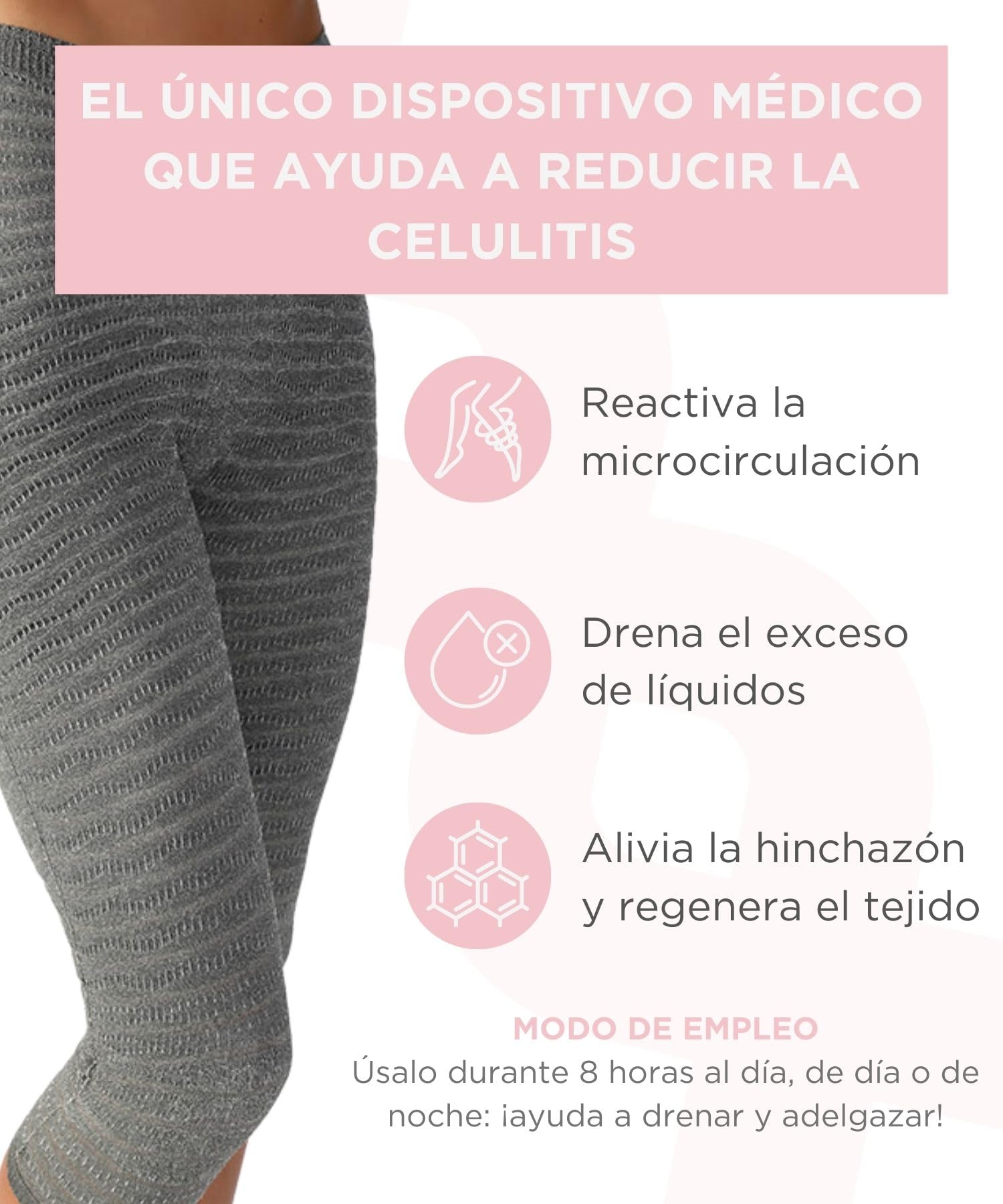 Leggins Anticeluliticos Mujer Electro Magnetoterapia - Mallas Mujer Drenante, Leggins Compresion Circulacion, Dispositivo Médico Deducible - Made in Italy