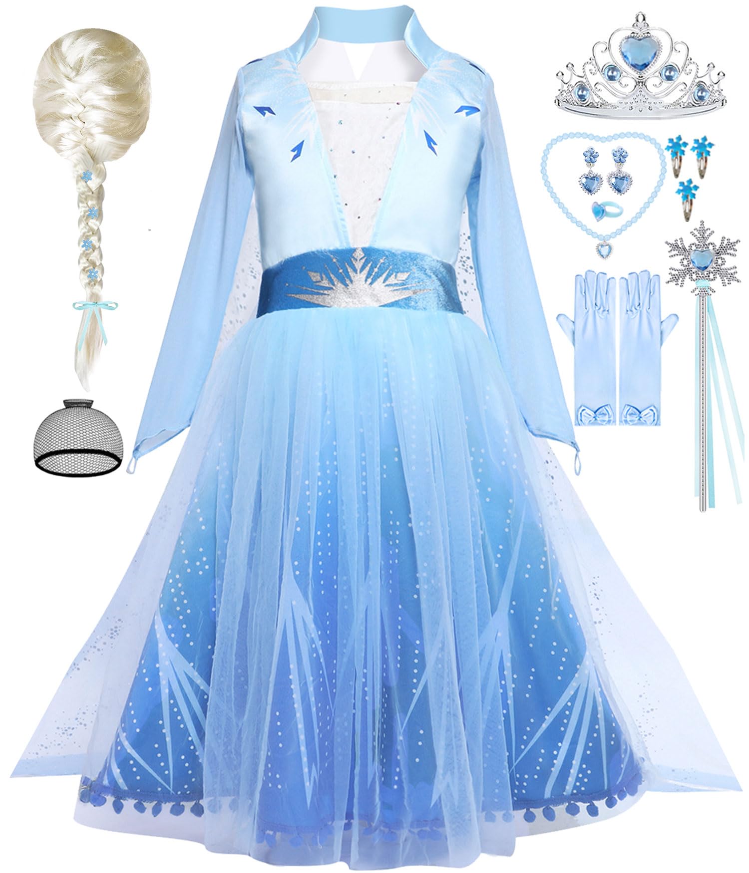 iTVTi Princess Costume for Little Girls Snow Princess Dress Blue Cosplay Outfit Halloween Carnival Party Christmas