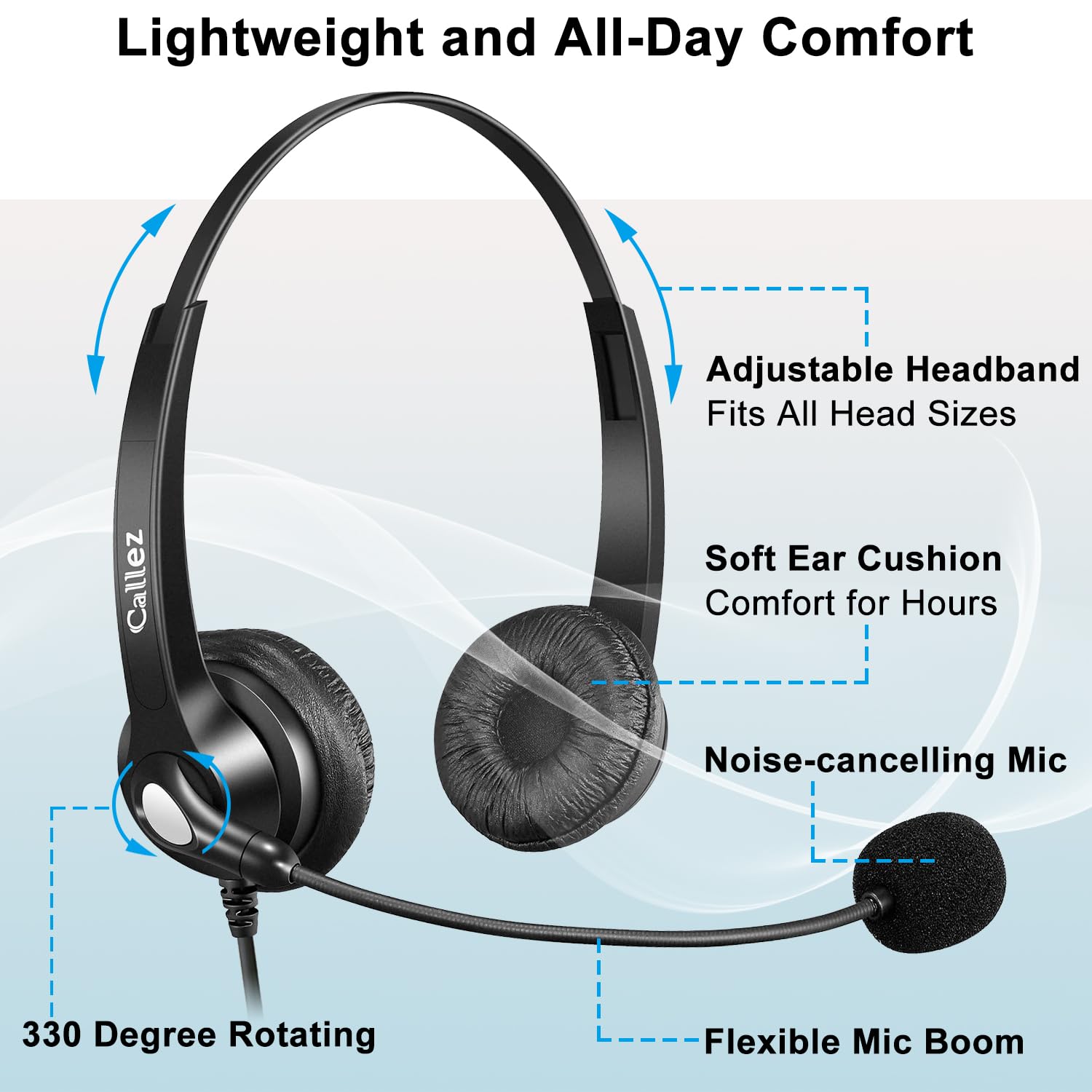 Casque Téléphone Fixe 2,5 mm avec Micro Anti-Bruit, Oreillette Filaire pour Gigaset C430A C530A Panasonic Cisco Spa 303 Polycom Grandstream Zultys Téléphones sans Fil Dect Bureau Centre d'appel