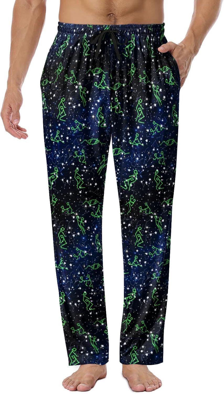 Men's Pajama Pants Sleep Pajama Pant Novelty Lounge Pants Lounge PJ Bottoms with Elastic Waist Nightwear Gifts for Men