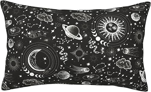 Funda de almohada de sol y luna de 16 x 24 pulgadas, fundas de almohada con cremallera oculta, funda de almohada lumbar, tamaño Queen, fundas de