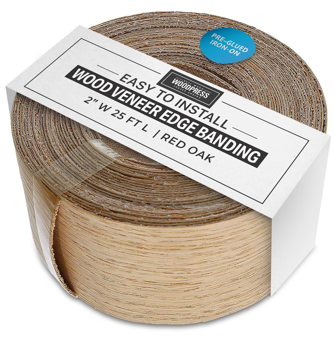 50mm Euro Oak Veneer Edging - 7.5m Roll - Pre-Glued Iron-On Real Wood Edging Tape for Easy DIY Application
