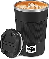 Vista 36 de WETOWETO Taza de viaje de 12 onzas, taza de café reutilizable aislada con tapa a prueba de fugas, taza de café de viaje de acero inoxidable, taza