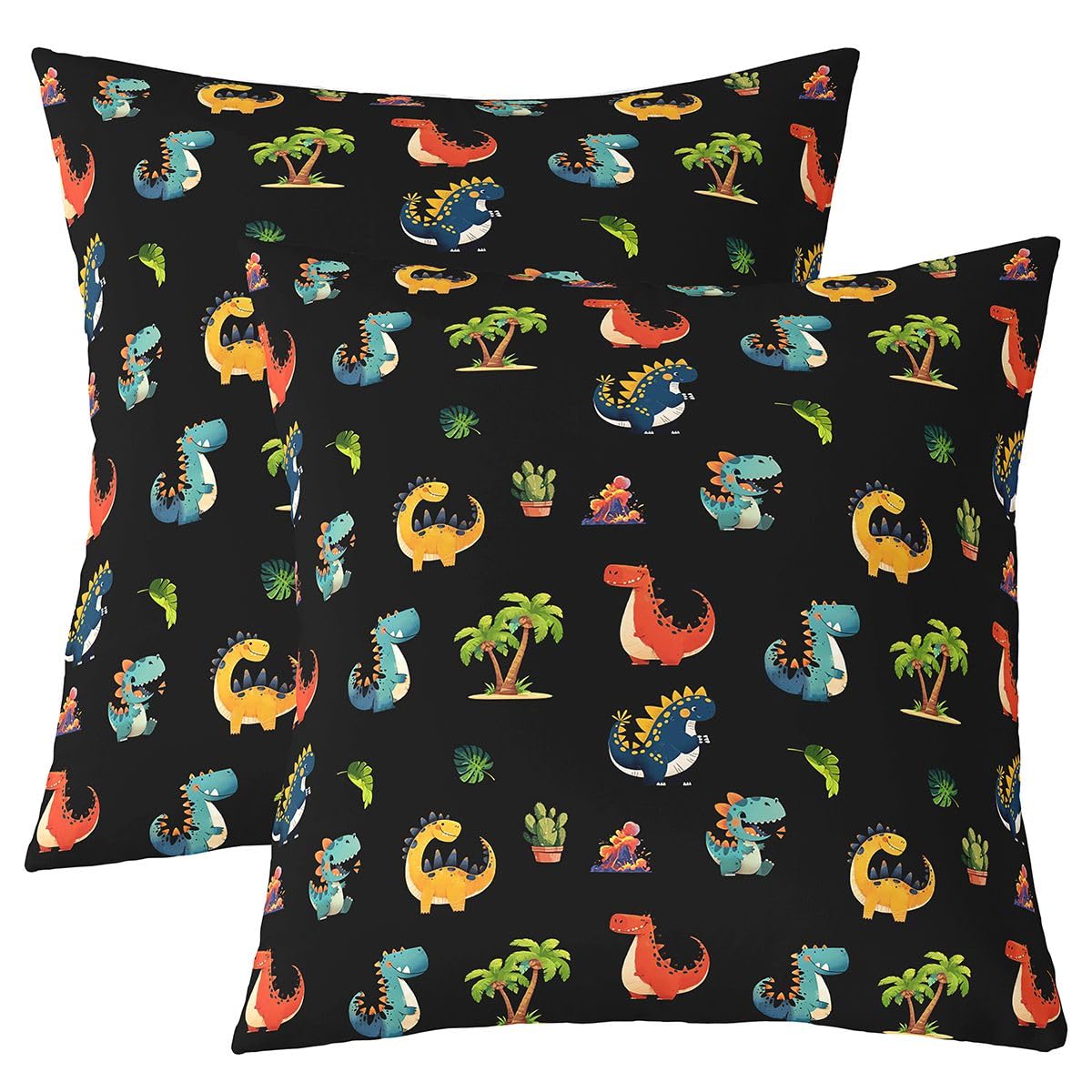 Housse de coussin 60x60 dinosaure Homewish lot de 2 taies d'oreiller dessin animé pour enfant