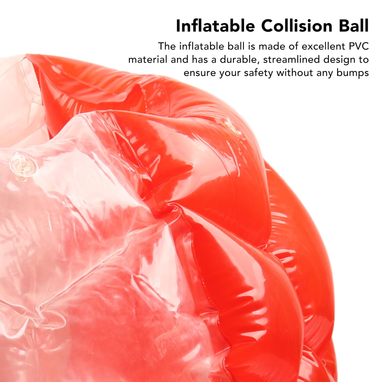 Aufblasbarer Bump-Ball, menschlicher Kollisions-Blasen-Hüpfball, PVC-Körperblasenball für Outdoor-Spiele und Partys, inklusive Reparaturflicken, 90 x 80 cm für Kinder und (Rot Transparent)