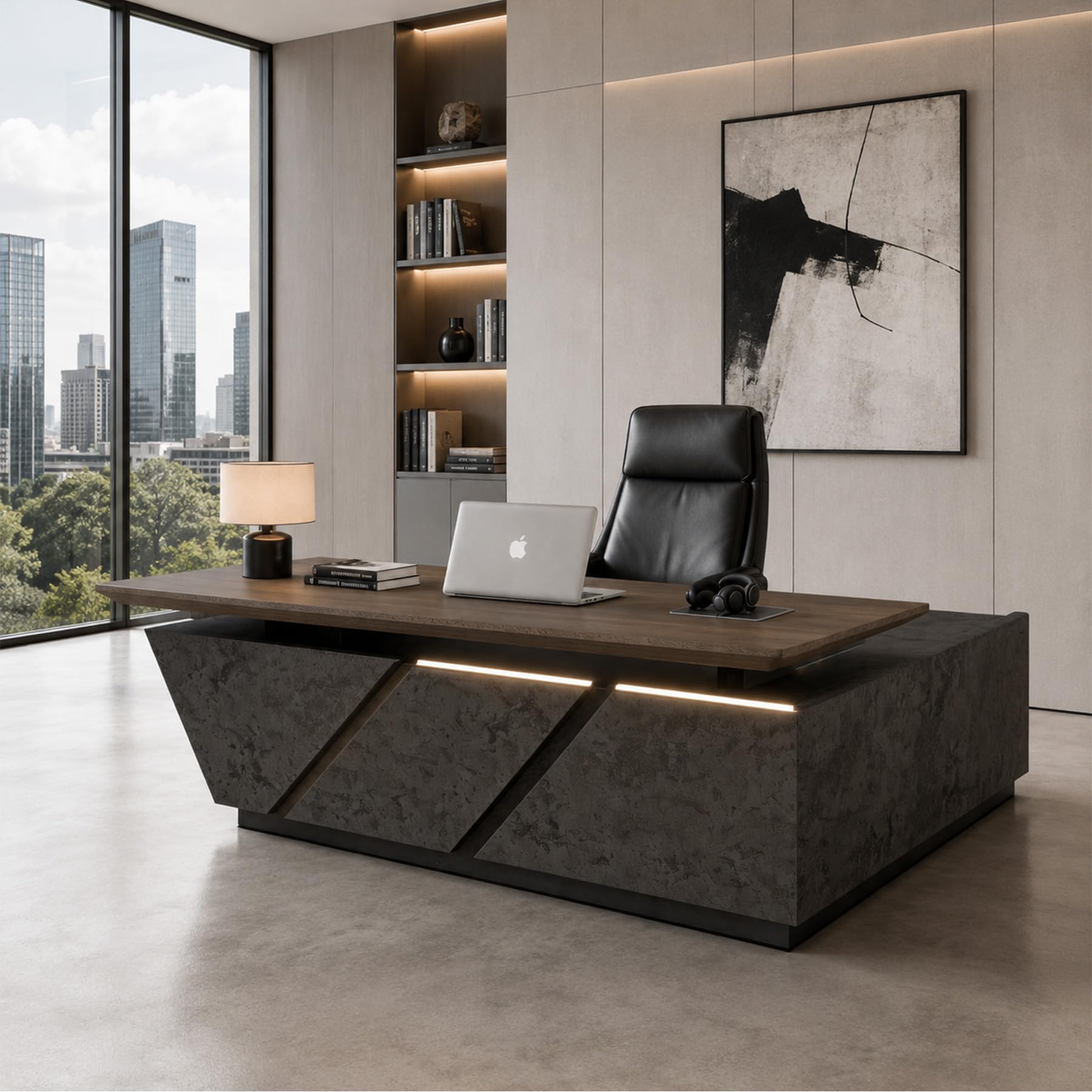 SAINTCY 78.7" L-Shaped Executive Standing Desk, Left Return