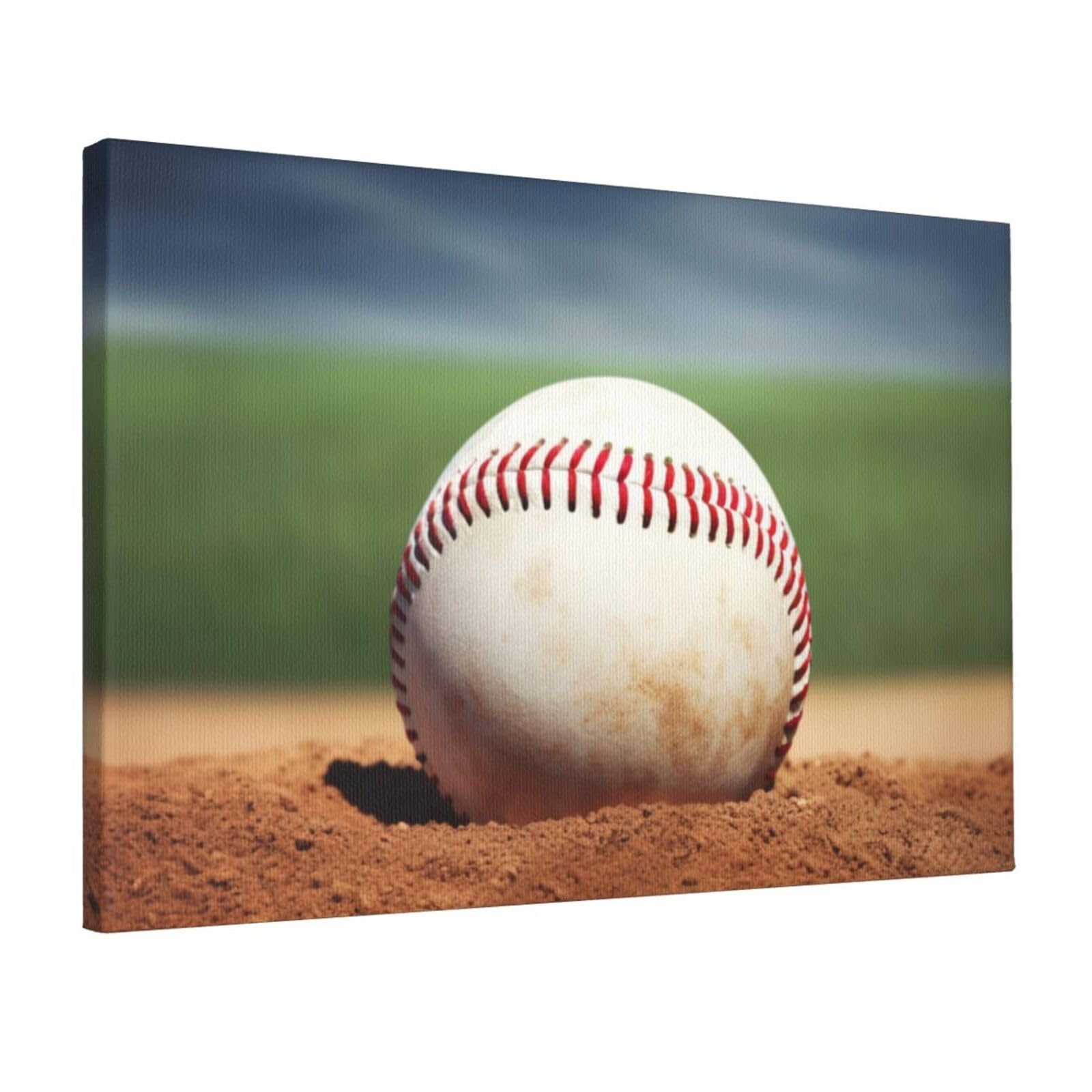 KLOPH Baseball Canvas Wall Art for Living Room 12"x18" Modern Artwork Painting for Bathroom Hanging Canvas Prints Aesthetic Wallart for Bedroom Kitchen Office Wall Decor
