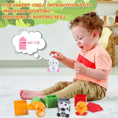 Miniatura 7 de Juguete de aprendizaje para niños pequeños de 1, 2, 3 años, 20 marionetas de dedos de animales de granja, conteo Montessori, juegos de motor fino