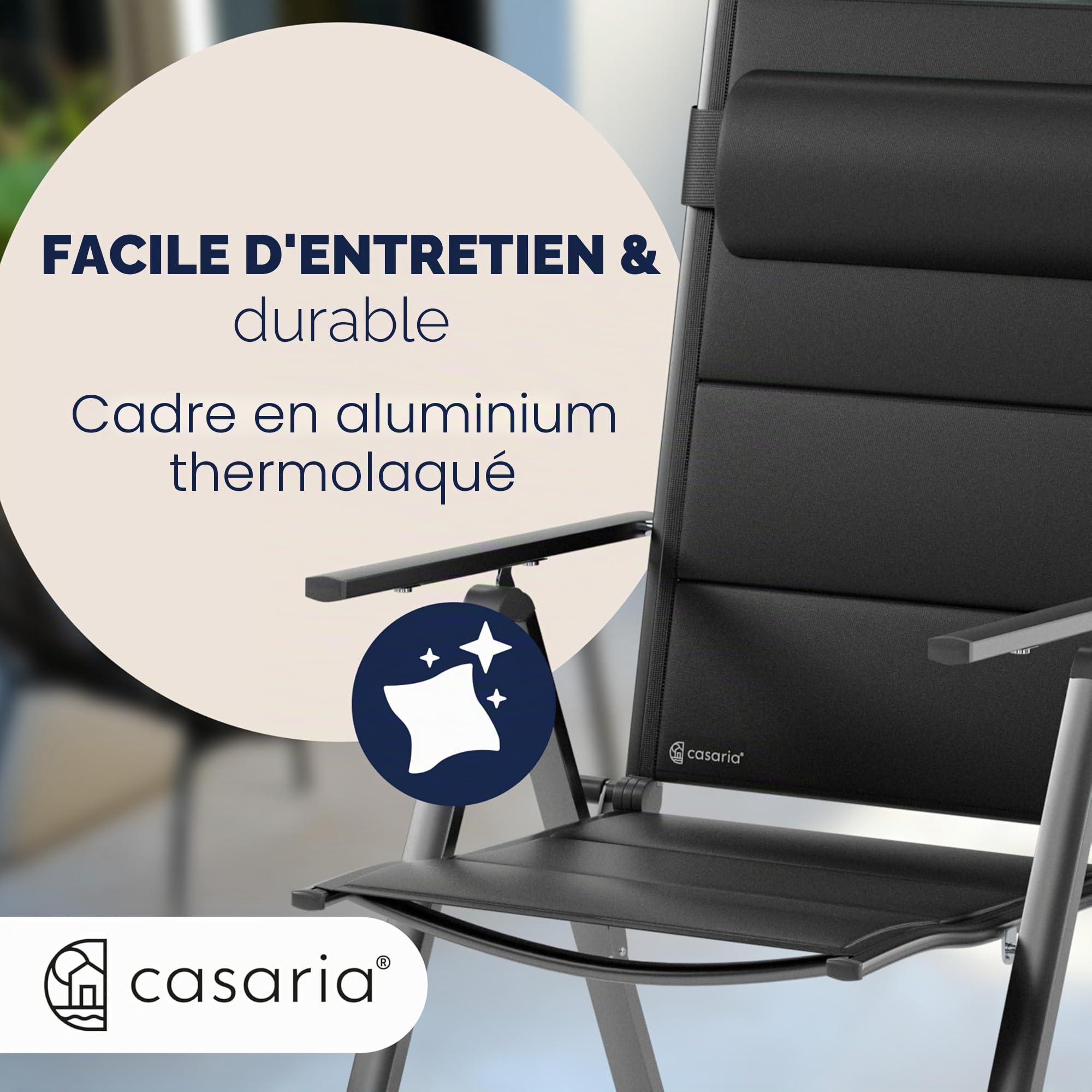 Casaria Set de 4 chaises de Jardin Aluminium Dossier réglable 8 Positions Rembourrage Max. 120kg Chaise à Dossier Haut Chaise Pliante terrasse Anthracite