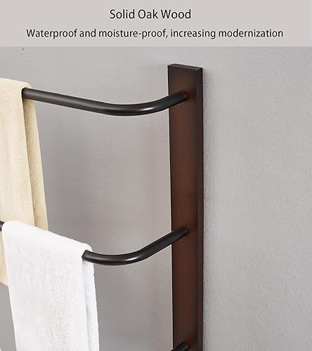 Miniatura 4 de Toalleros de baño, toallero de 20 pulgadas para baño, 3 niveles, escalera, toallero montado en la pared, toalleros color negro mate