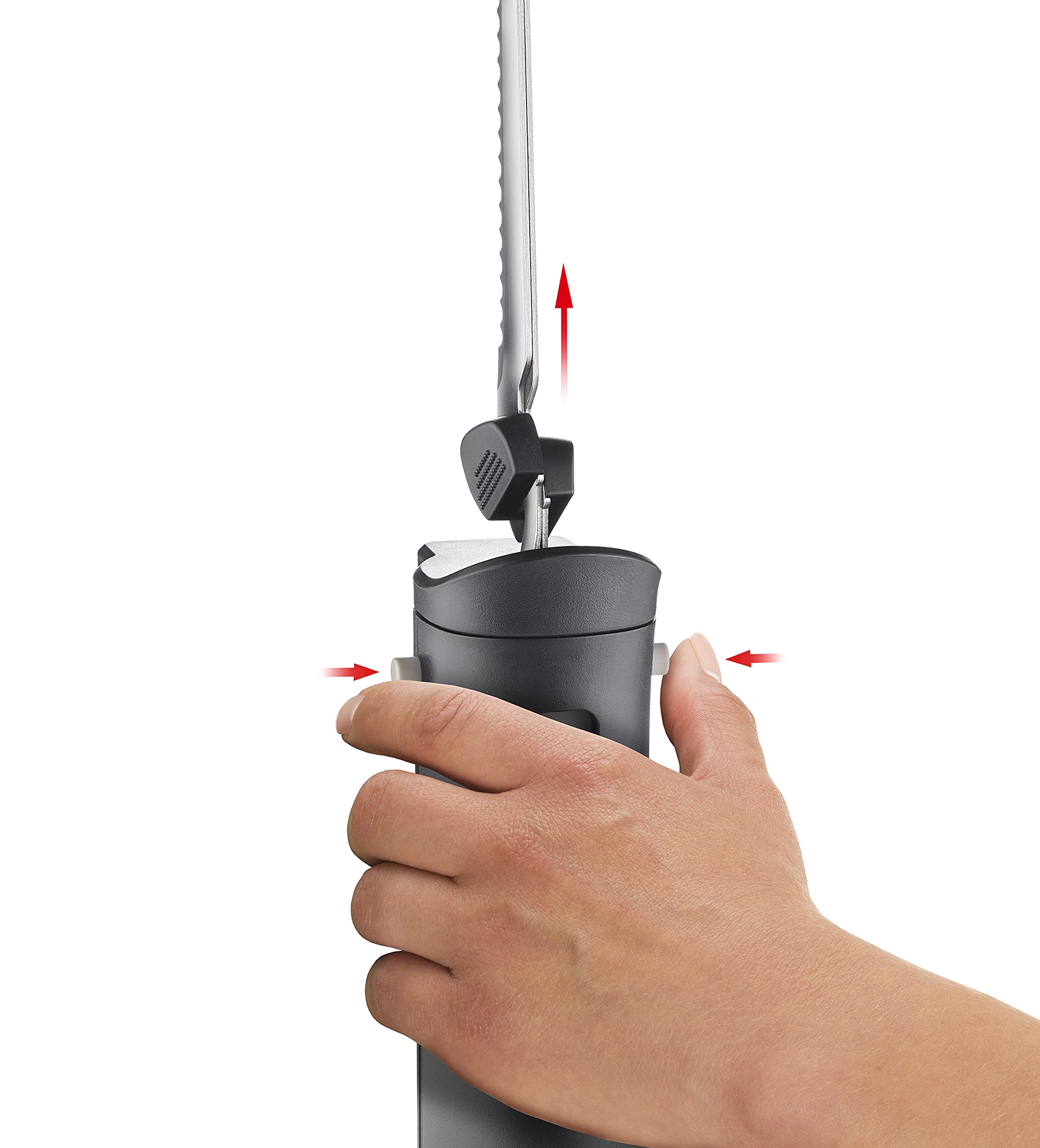 Unold 78815 Coltello elettrico senza fili con due coltelli intercambiabili in acciaio inox per pane, verdure, carne o pesce, durata della batteria di 45 minuti, senza fili – per una