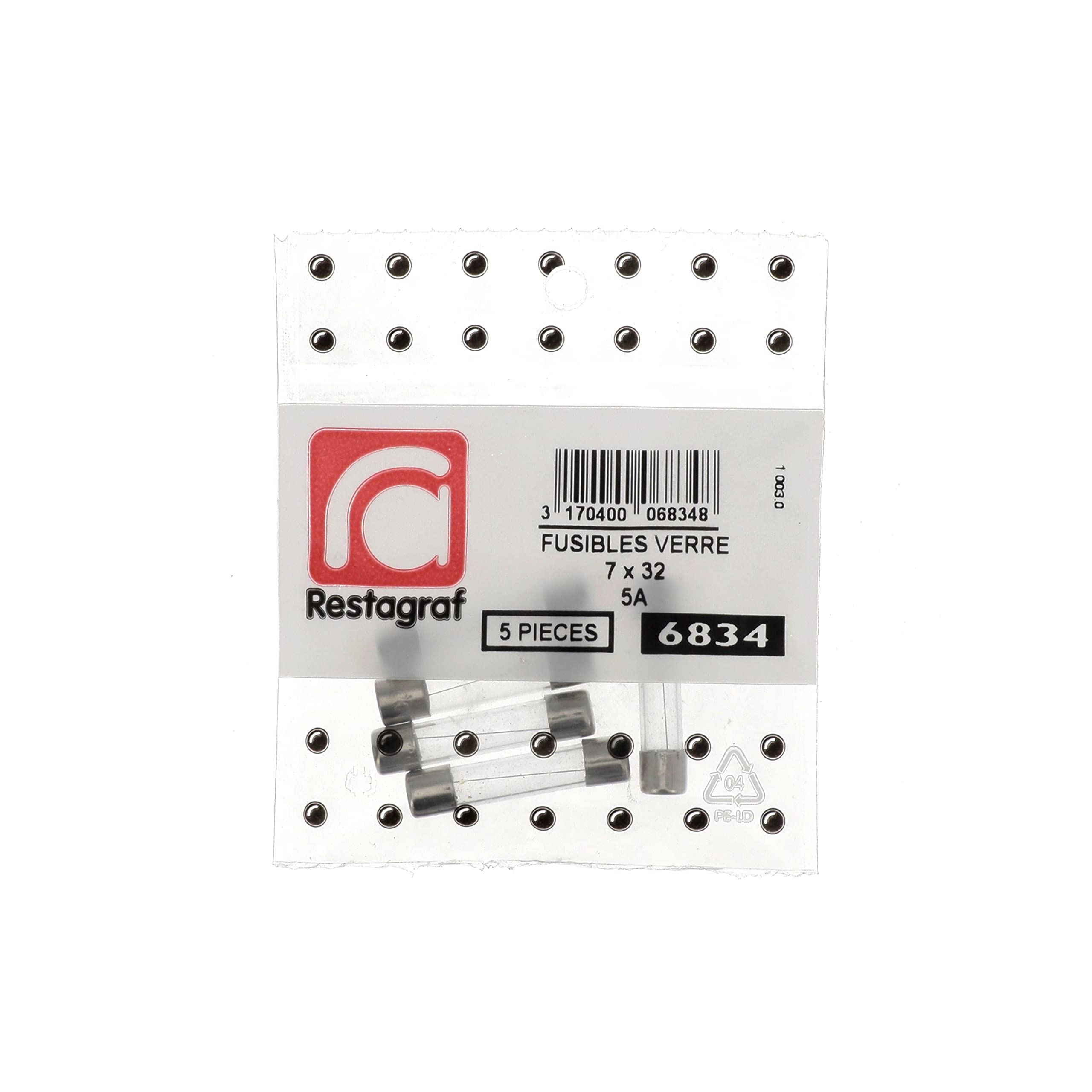 Image secondaire de Restagraf - Fusible Verre - Protection Circuit Électrique de 5 A - Pour l'Automobile et l'Industrie - Réf. 6834 - Sachet de 5