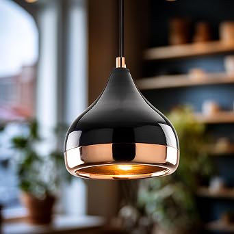 Luminoso Single Pendant Lighting Metal Body Copper Plated, Home, Office, Cafe, Restaurant Chandeliers, E27 Duy [Energy Class A]