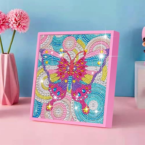 ZUYUSUT Kits de pintura artística de diamantes para niñas de 5 a 12 años, kits de arte y manualidades, kits de gemas por números con marco de madera