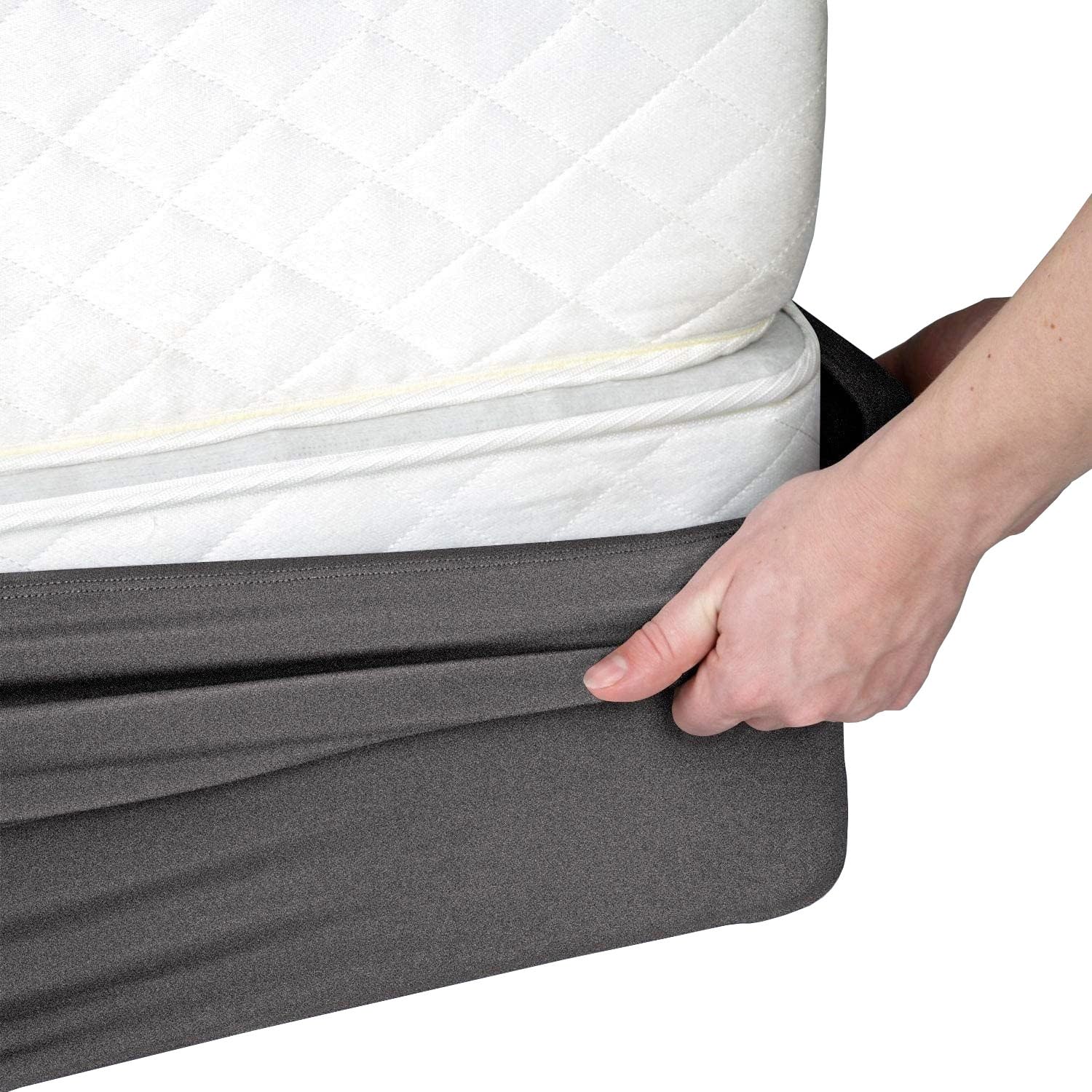 Divan Bed Base Wrap Cover, Bed Frame Cover, Elastic Around The Base Of Your Bed, Easy to Install, For Twin/Full/Queen/King Bed(Dark Grey,Full)