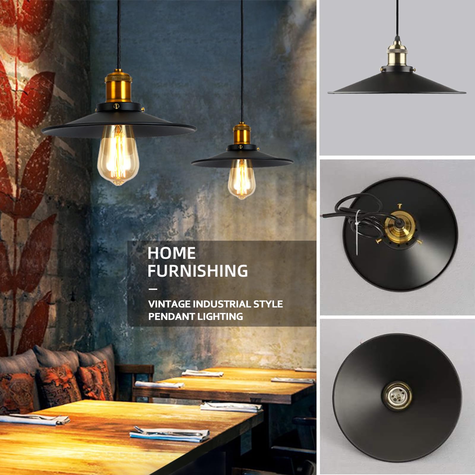 ABAT-JOUR EMAILLE LAMPE Vintage Industriel Design Suspension Abat-jour Chambre EUR 20,39