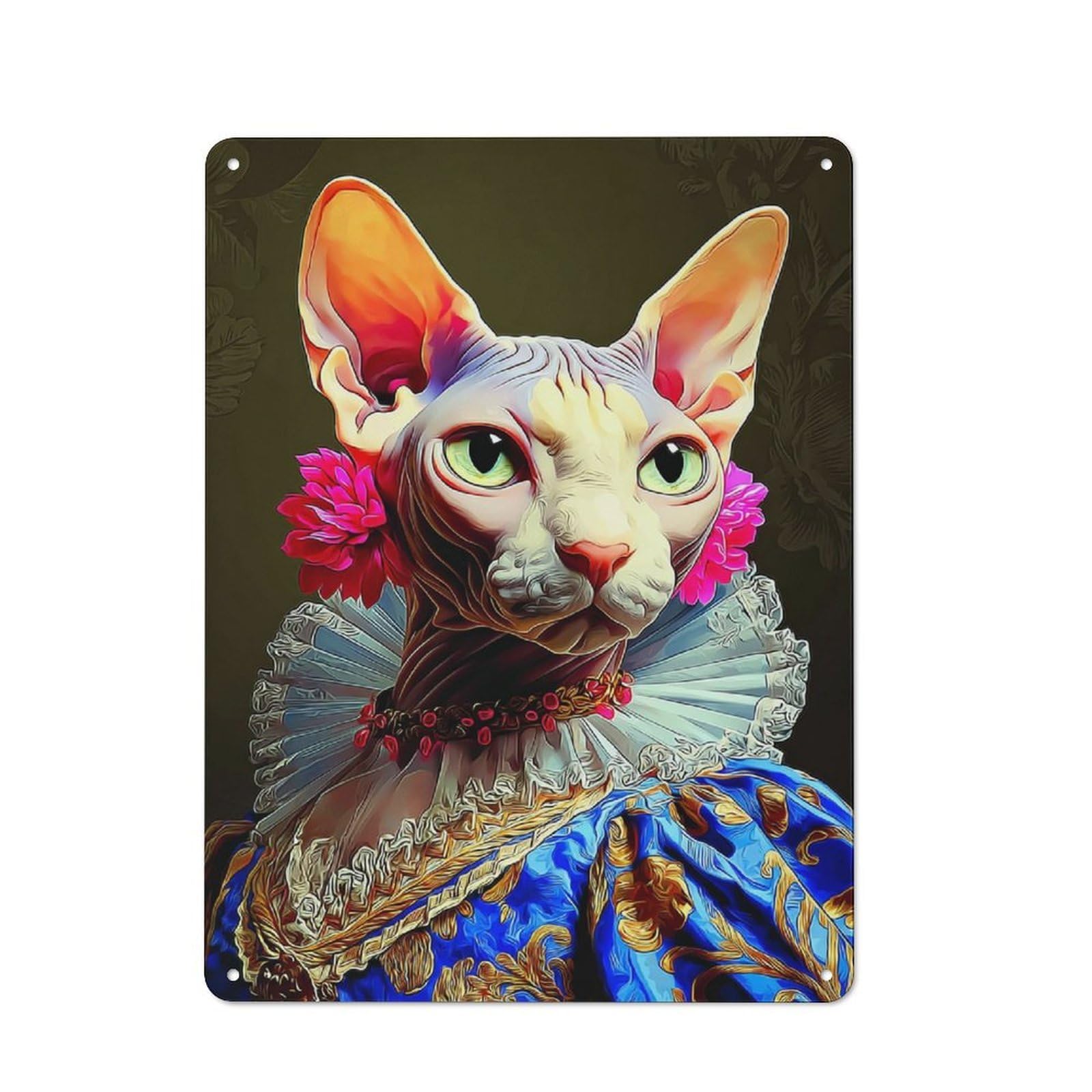 Junmoney Royal Sphynx In Baroque Splendor Classic Decorative Tin Plaque 40X30cm Featuring Novelty Wall Art For Home, Shop, Pub Or Studio Wall