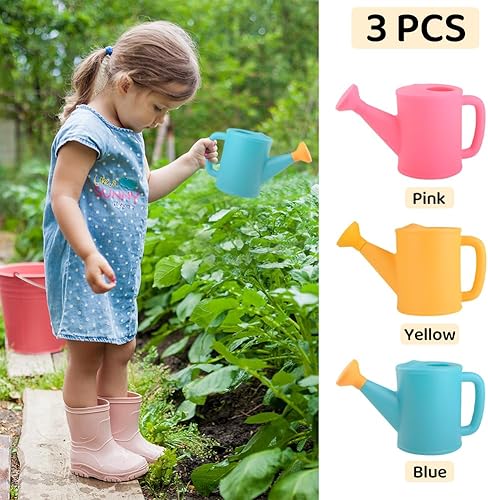 Miniatura 4 de Regadera para plantas de interior, 3 piezas pequeñas y lindas de plástico para niños, juego de regaderas para plantas de casa, jardín, flores,