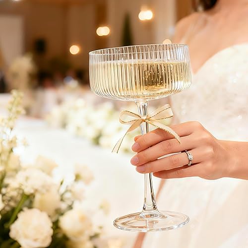 Miniatura 6 de Accguan Ribbed Coupe Glasses, 10 oz Crystal Cocktail Glasses Set of 6, Vintage Martini Glasses for Bar, Cocktail, Margarita, Wine, Champagne & Gift