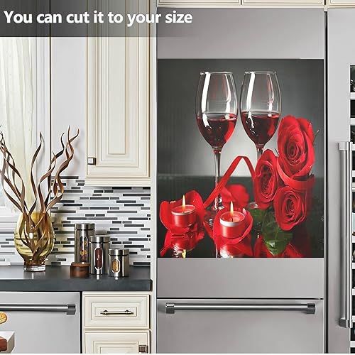 Miniatura 5 de Cubierta magnética para lavavajillas con rosas de vino tinto de 23 x 26 pulgadas, calcomanías magnéticas para electrodomésticos, paneles de