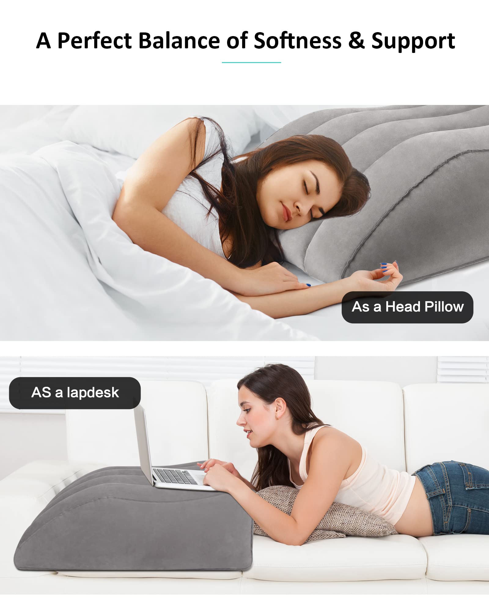 Coussin D'Élévation Des Jambes BLABOK Gonflable - Oreiller Jambes Surélevées Pour Circulation, Gonflement Et Sommeil Réparateur